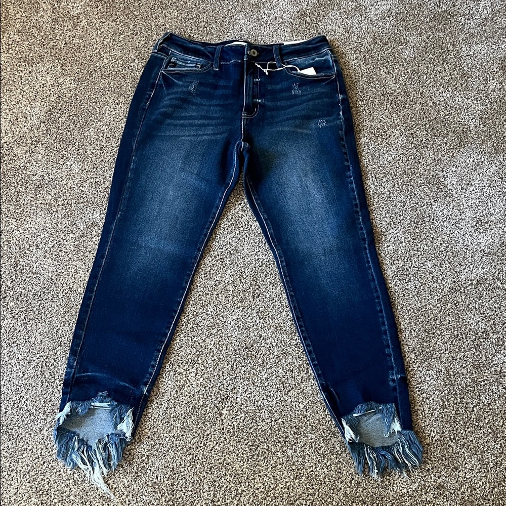 KanCan Dark Blue Distressed Ankle Jeans